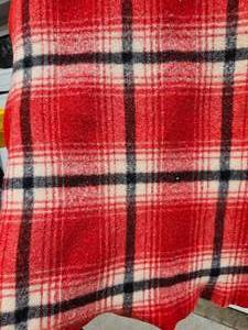 lot 23 image: Vintage Red Black and Cream Wool Throw Blanket