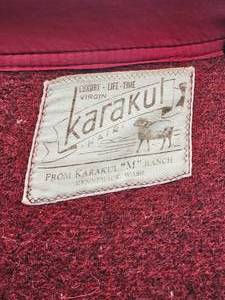 lot 25 image: Karakul Wool Burgundy Wool Blanket (Karakul, Washington)
