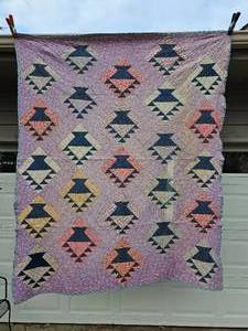 lot 45 image: Carolina Bouquet Violet Base Hand-Quilted Blanket