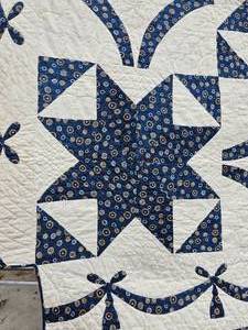 lot 55 image: Navy Blue Cottage Start Handmade Star Quilt