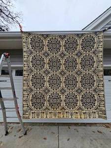 lot 52 image: 19th Century NavyWhite Marga Coverlet