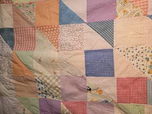 lot 82 image: Wonderful Vintage Handmade Nursery Quilt - Patterned Square Collage