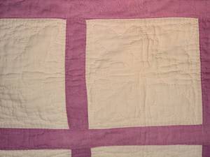 lot 83 image: Intricate Vintage Handmade Nursery Quilt - 9 Eggshell Panels on Periwinkle