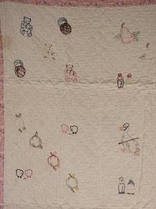lot 96 image: Inviting Fine Needlework Quilt - Animals & Vegetables on Parade - 1937