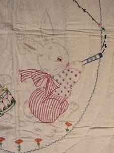 lot 99 image: Stunning Fine Needlework Quilt - Bunny Tunes