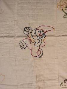 lot 105 image: Amazing Vintage Handmade Nursery Quilt - Cozy Characters - 1944