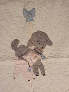 lot 107 image: Too Cute Vintage Handmade Nursery Quilt - Little Lambs