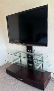 Contemporary Style Media Stand and Sharp 52 LCD Television