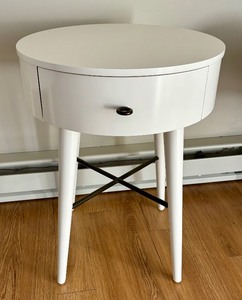 Pair of West Elm White Round Accent Tables