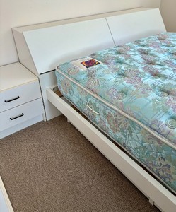 Techline Queen Size Bed Frame and Coordinating Night Stand