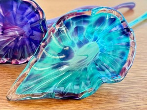 Two Art Glass Floral Stems