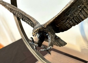 Vintage Bronze Eagle Sculpture by Wally Shoop