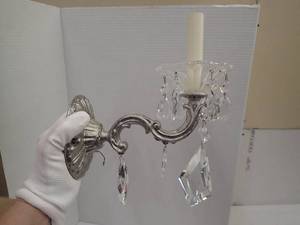 Louis XVIXV Old Master Single Arm Sconce - Antique Silver Color with numerous Crystals 2 of 3