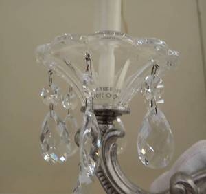 Louis XVIXV Old Master Single Arm Sconce - Antique Silver Color with numerous Crystals 3 of 3