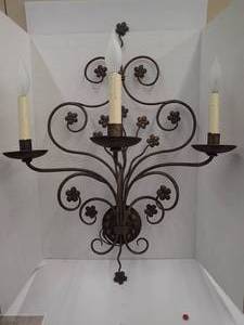 GORGEOUS DESIGNERCUSTOM MADE IRON SCONCE  WOW 3 Candle Styling - Bonus Shades 7 of 11