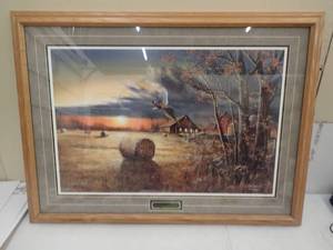 Jim Hansel Signed Print Autumn Harvest  Double Matte Frame, Signed Print