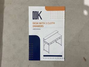 lot 101 image: ODK Computer Desk with 3 Fabric Drawers - Rustic Brown
