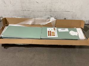 lot 314 image: CARVPUMS 68 inch 5-Tier Green BookcaseCabinet with Clear Acrylic Doors.
