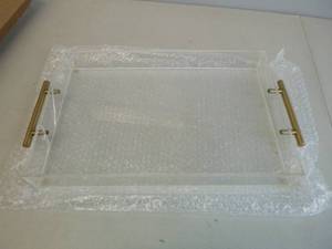 lot 408 image: Isaac Jacobs Clear Acrylic Serving Tray - ClearGold - PLEASE READ