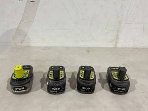 lot 162 image: LOT OF 4 Ryobi 4 Ah 18V Lithium Batteries