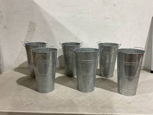 lot 192 image: LOT OF 6 - Rustic Iron Vases