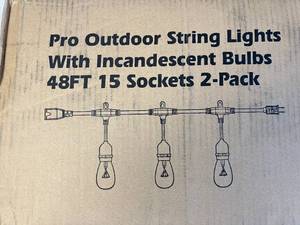 lot 442 image: Set of 2 - Outdoor String Lights LED - 15 light sockets each