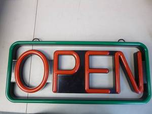 lot 446 image: MaxLit Ultra Bright LED Neon OPEN Sign - RedGreen