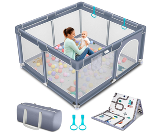lot 177 image: Suposeu Baby Playpen with Mat - gray