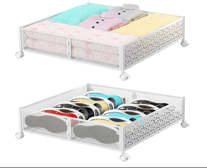 lot 180 image: 2 Pack - Under the Bed Storage Containers with Wheels - White