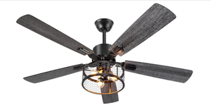 lot 186 image: Ohniyou 52 Inch Farmhouse Ceiling Fan with Lights - Black