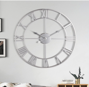 lot 245 image: Large Silver Metal Wall Clock