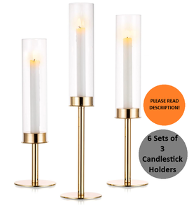 lot 248 image: Set of 18 - Nuptio Gold Candlestick Holders