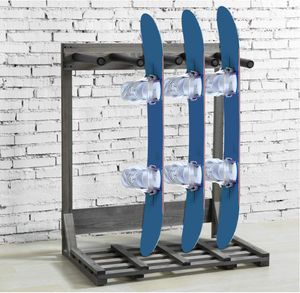 lot 253 image: MyGift 4-Ft Vintage Gray Freestanding Vertical Surfboard Storage Rack