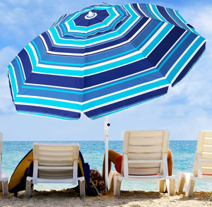 lot 264 image: KITADIN 6.5FT Beach Umbrella with Sand Anchor - BlueWhite