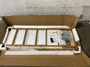 lot 48 image: ODK 48 Inch White Marble & Gold Legs Computer Desk with Drawers ans Shelves