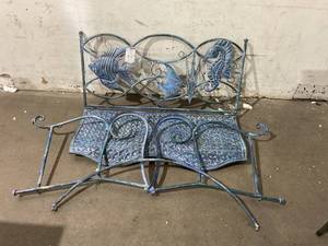 lot 57 image: Cape Craftsman Blue Fish Metal Outdoor Bench