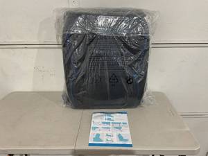 lot 59 image: LINGVIDO Black & Blue Leather Universal Car Seat Covers