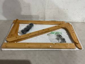 lot 200 image: Nnewvante Bamboo Rolling Sofa Table with White Top
