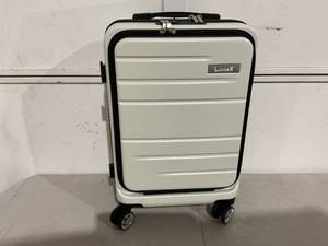 lot 72 image: LUGGEX White Rolling Carry On Suitcase with Laptop Compartment and USB port