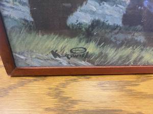 lot 10 image: Roy Kersill 1974 Hamms Bear Painting Print Man and Bear