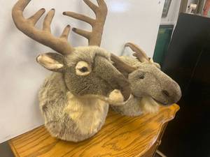 lot 16 image: Pair of Gund Stuffed Deer and Moose Heads