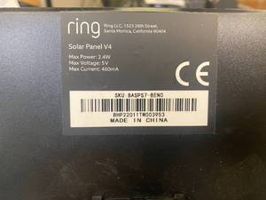 lot 78 image: Ring Solar Panel