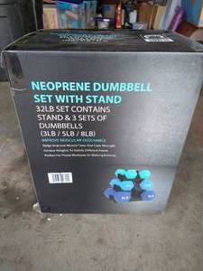 lot 6 image: Brand New 32lb. Neoprene Dumbbell Set