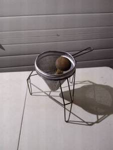 lot 211 image: Vintage Food Strainer With Stand & Pestle