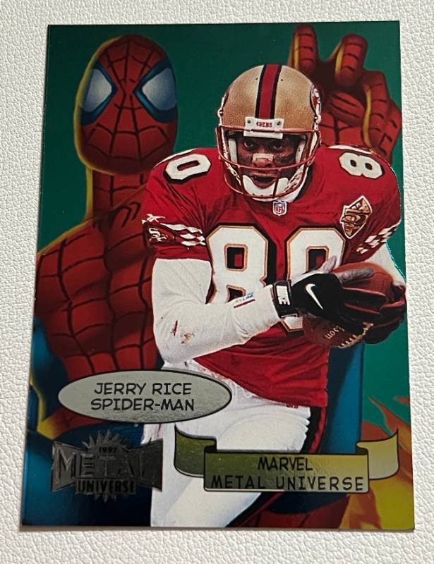 1997 Marvel Metal order Universe Spider-man Jerry Rice 6 Nfl Card Rare andmore Unique