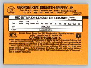 lot 48 image: Ken Griffey Jr. RC 1989 Donruss Rated Rookie Baseball Card
