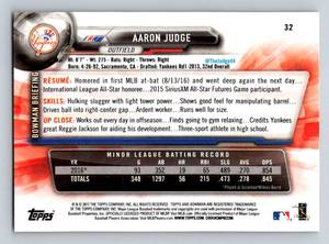 lot 70 image: Aaron Judge RC 2017 Bowman #32 Rookie Baseball Card