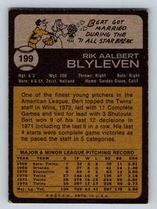 lot 77 image: Bert Blyleven 1973 Topps #199 Vintage Minnesota Twins Baseball Card