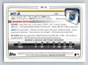 lot 79 image: Bobby Witt Jr. RC 2020 Bowman 1st #BP-25 Rookie Baseball Card