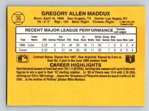 lot 95 image: Greg Maddux RC 1987 Donruss Rated Rookie #36 Baseball Card